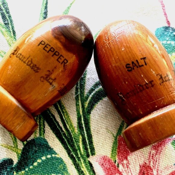 Unbranded Other - vintage wooden salt and pepper shakers Cabin Lake Cottage W/ Orig Corks​